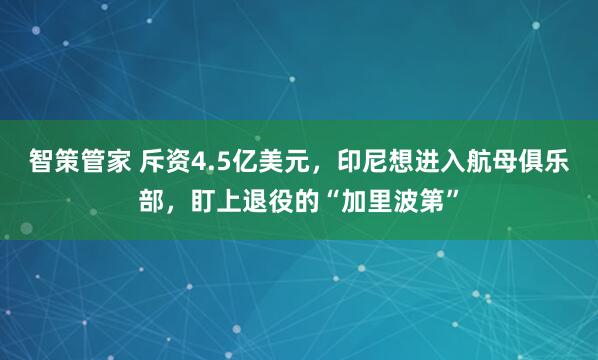 智策管家 斥资4.5亿美元，印尼想进入航母俱乐部，盯上退役的“加里波第”